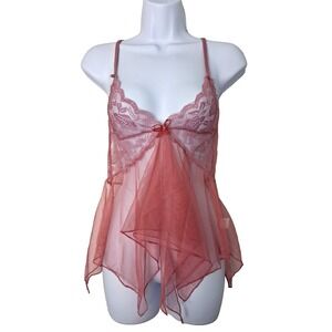 Vtg Y2K Baby Doll Lace Tulle Sheer Tank Top Size Small Fairy Coquette‎ Dainty